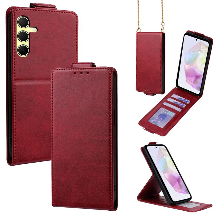 Cover a libro verticale in similpelle vegana tinta unita con tracolla, For Samsung Galaxy A16 5G, For Samsung Galaxy A15 5G / 4G, For Samsung Galaxy A55 5G, For Samsung Galaxy A35 5G, For Samsung Galaxy A05, For Samsung Galaxy A05s