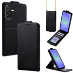 Cover a libro verticale in similpelle vegana tinta unita con tracolla, For Samsung Galaxy A25e, For Samsung Galaxy A07 4G, For Samsung Galaxy A17 5G, For Samsung Galaxy A06 5G / 4G, For Samsung Galaxy A56 5G, For Samsung Galaxy A36 5G