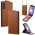 Cover a libro verticale in similpelle vegana tinta unita con tracolla, For Samsung Galaxy A25 5G Global, For Samsung Galaxy A24 4G, For Samsung Galaxy A34 5G, For Samsung Galaxy A54 5G, For Samsung Galaxy A04e, For Samsung Galaxy A14 5G