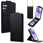 Cover a libro verticale in similpelle vegana tinta unita con tracolla, For Samsung Galaxy A16 5G, For Samsung Galaxy A15 5G / 4G, For Samsung Galaxy A55 5G, For Samsung Galaxy A35 5G, For Samsung Galaxy A05, For Samsung Galaxy A05s