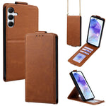 Cover a libro verticale in similpelle vegana tinta unita con tracolla, For Samsung Galaxy A16 5G, For Samsung Galaxy A15 5G / 4G, For Samsung Galaxy A55 5G, For Samsung Galaxy A35 5G, For Samsung Galaxy A05, For Samsung Galaxy A05s