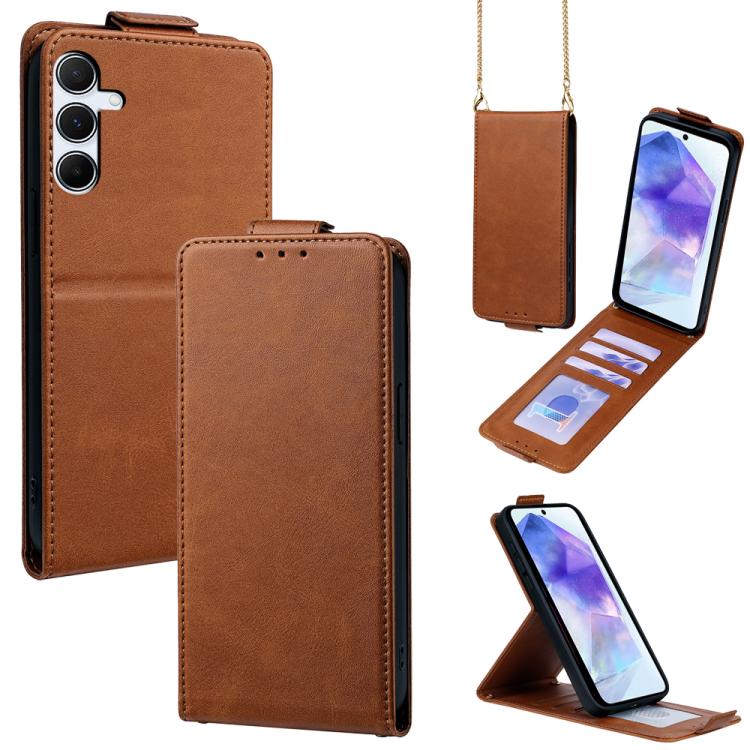 Cover a libro verticale in similpelle vegana tinta unita con tracolla, For Samsung Galaxy A16 5G, For Samsung Galaxy A15 5G / 4G, For Samsung Galaxy A55 5G, For Samsung Galaxy A35 5G, For Samsung Galaxy A05, For Samsung Galaxy A05s