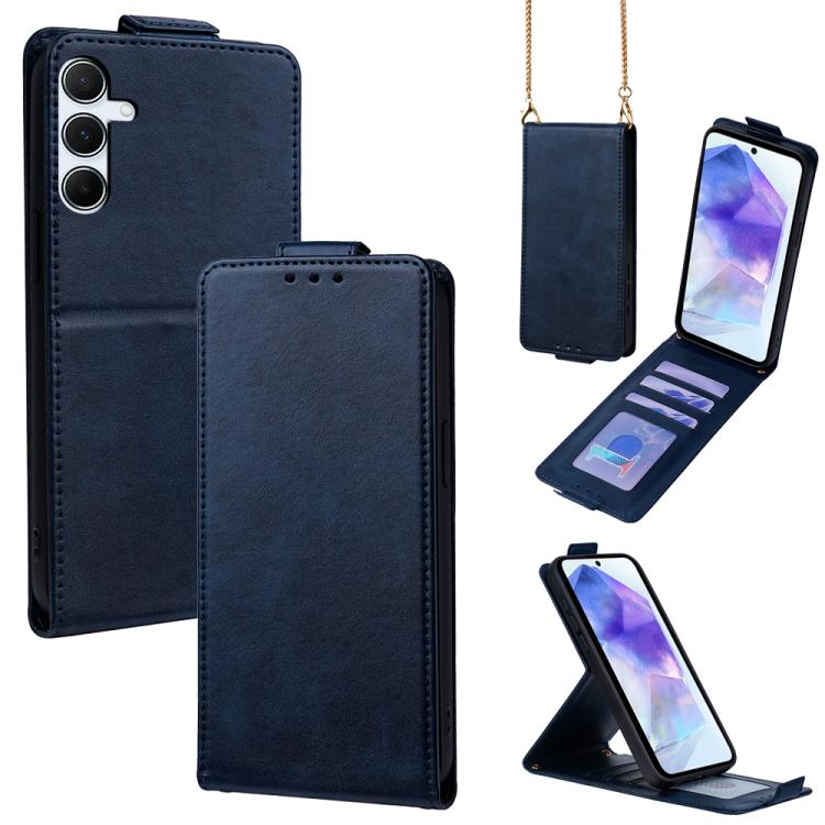 Cover a libro verticale in similpelle vegana tinta unita con tracolla, For Samsung Galaxy A16 5G, For Samsung Galaxy A15 5G / 4G, For Samsung Galaxy A55 5G, For Samsung Galaxy A35 5G, For Samsung Galaxy A05, For Samsung Galaxy A05s