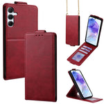Cover a libro verticale in similpelle vegana tinta unita con tracolla, For Samsung Galaxy A16 5G, For Samsung Galaxy A15 5G / 4G, For Samsung Galaxy A55 5G, For Samsung Galaxy A35 5G, For Samsung Galaxy A05, For Samsung Galaxy A05s