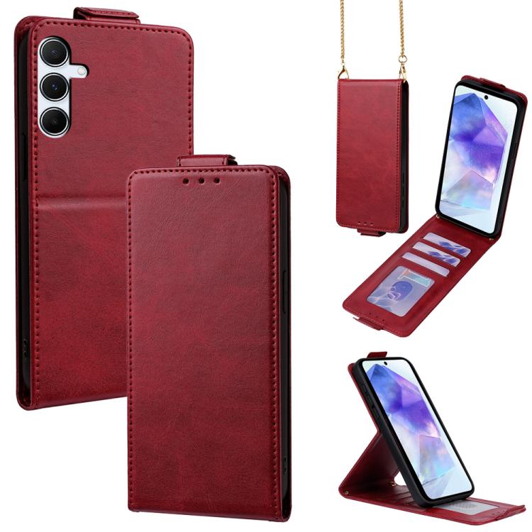 Cover a libro verticale in similpelle vegana tinta unita con tracolla, For Samsung Galaxy A16 5G, For Samsung Galaxy A15 5G / 4G, For Samsung Galaxy A55 5G, For Samsung Galaxy A35 5G, For Samsung Galaxy A05, For Samsung Galaxy A05s