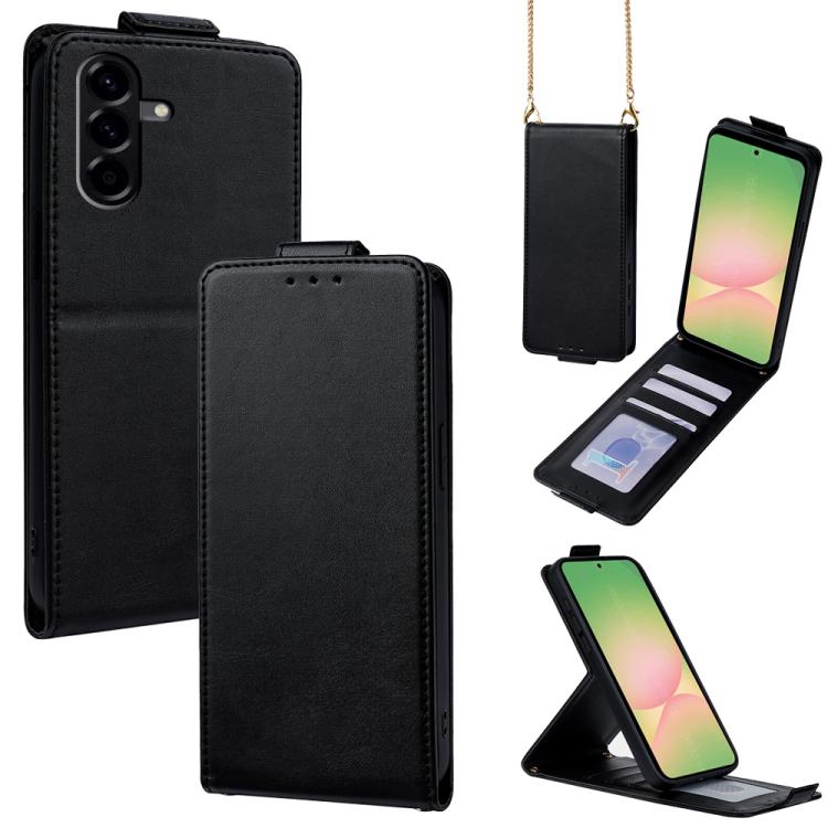 Cover a libro verticale in similpelle vegana tinta unita con tracolla, For Samsung Galaxy A25e, For Samsung Galaxy A07 4G, For Samsung Galaxy A17 5G, For Samsung Galaxy A06 5G / 4G, For Samsung Galaxy A56 5G, For Samsung Galaxy A36 5G
