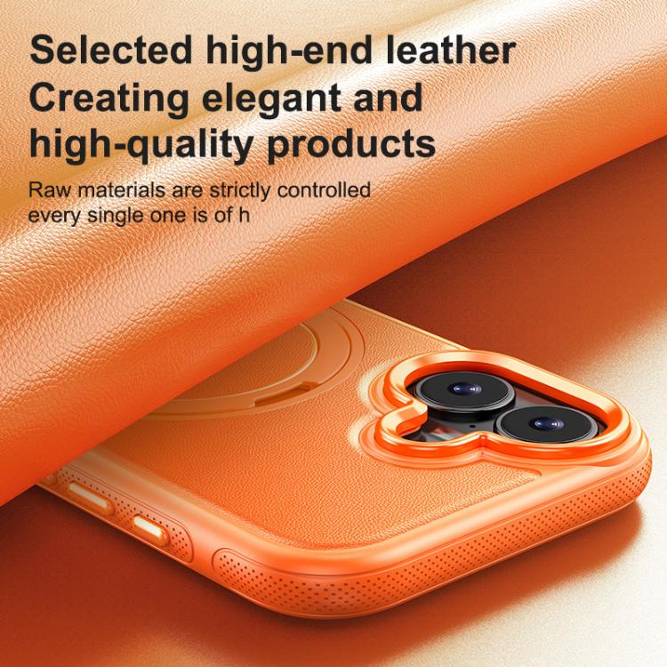 Custodia per telefono con supporto magnetico girevole a 360 gradi e texture effetto pelle., For iPhone 16 Plus, For iPhone 16