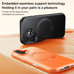 Custodia per telefono con supporto magnetico girevole a 360 gradi e texture effetto pelle., For iPhone 16 Plus, For iPhone 16