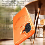 Custodia per telefono con supporto magnetico girevole a 360 gradi e texture effetto pelle., For iPhone 16 Plus, For iPhone 16