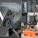 Supporto magnetico per telefono con fibbia ad anello girevole a 360 gradi e funzionalità multifunzione., Magnetic 21st Generation Phone Holder