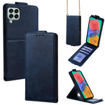 Cover a libro verticale in similpelle vegana tinta unita con tracolla, For Samsung Galaxy M33 5G