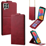 Cover a libro verticale in similpelle vegana tinta unita con tracolla, For Samsung Galaxy M33 5G