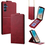 Cover a libro verticale in similpelle vegana tinta unita con tracolla, For Samsung Galaxy M16 5G, For Samsung Galaxy F06 5G, For Samsung Galaxy M35, For Samsung Galaxy Xcover7 Pro, For Samsung Galaxy M55, For Samsung Galaxy M15 5G