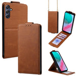 Cover a libro verticale in similpelle vegana tinta unita con tracolla, For Samsung Galaxy Xcover7, For Samsung Galaxy M34 5G, For Samsung Galaxy M54, For Samsung Galaxy M14 5G, For Samsung Galaxy Xcover6 Pro, For Samsung Galaxy M53
