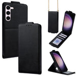 Cover a libro verticale in similpelle vegana tinta unita con tracolla, For Samsung Galaxy S23 FE 5G, For Samsung Galaxy S23 Ultra 5G, For Samsung Galaxy S23+ 5G, For Samsung Galaxy S23 5G, For Samsung Galaxy S20 FE 5G