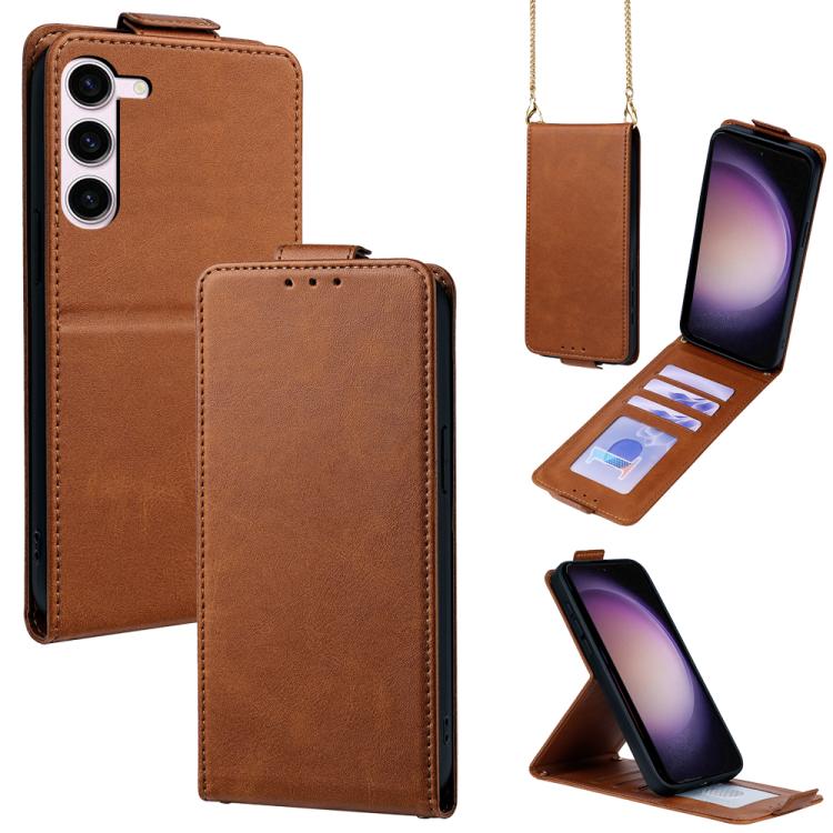 Cover a libro verticale in similpelle vegana tinta unita con tracolla, For Samsung Galaxy S23 FE 5G, For Samsung Galaxy S23 Ultra 5G, For Samsung Galaxy S23+ 5G, For Samsung Galaxy S23 5G, For Samsung Galaxy S20 FE 5G