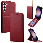 Cover a libro verticale in similpelle vegana tinta unita con tracolla, For Samsung Galaxy S23 FE 5G, For Samsung Galaxy S23 Ultra 5G, For Samsung Galaxy S23+ 5G, For Samsung Galaxy S23 5G, For Samsung Galaxy S20 FE 5G
