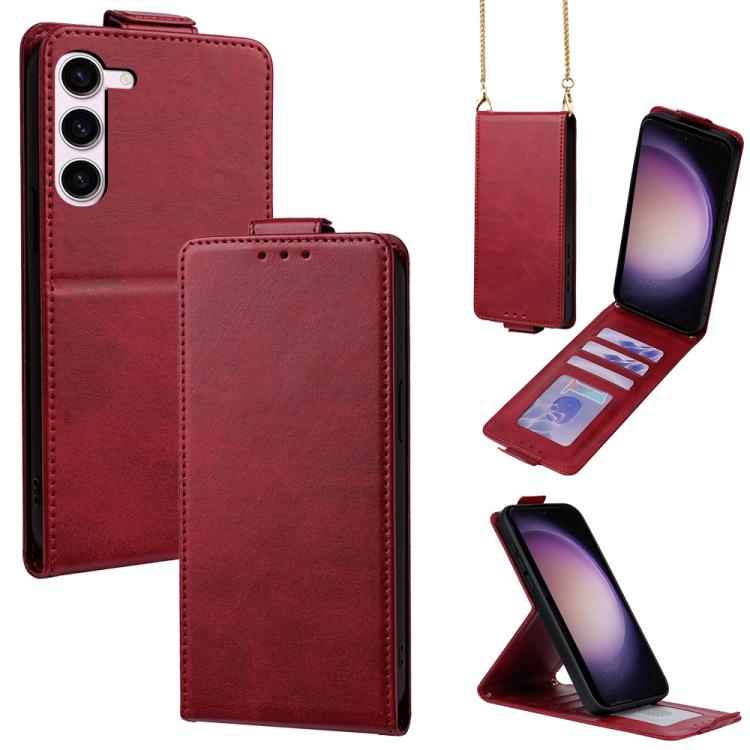 Cover a libro verticale in similpelle vegana tinta unita con tracolla, For Samsung Galaxy S23 FE 5G, For Samsung Galaxy S23 Ultra 5G, For Samsung Galaxy S23+ 5G, For Samsung Galaxy S23 5G, For Samsung Galaxy S20 FE 5G