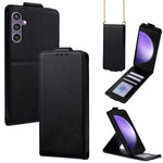 Cover a libro verticale in similpelle vegana tinta unita con tracolla, For Samsung Galaxy S23 FE 5G, For Samsung Galaxy S23 Ultra 5G, For Samsung Galaxy S23+ 5G, For Samsung Galaxy S23 5G, For Samsung Galaxy S20 FE 5G