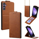 Cover a libro verticale in similpelle vegana tinta unita con tracolla, For Samsung Galaxy S23 FE 5G, For Samsung Galaxy S23 Ultra 5G, For Samsung Galaxy S23+ 5G, For Samsung Galaxy S23 5G, For Samsung Galaxy S20 FE 5G