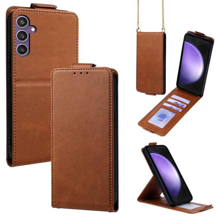 Cover a libro verticale in similpelle vegana tinta unita con tracolla, For Samsung Galaxy S23 FE 5G, For Samsung Galaxy S23 Ultra 5G, For Samsung Galaxy S23+ 5G, For Samsung Galaxy S23 5G, For Samsung Galaxy S20 FE 5G