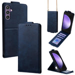Cover a libro verticale in similpelle vegana tinta unita con tracolla, For Samsung Galaxy S23 FE 5G, For Samsung Galaxy S23 Ultra 5G, For Samsung Galaxy S23+ 5G, For Samsung Galaxy S23 5G, For Samsung Galaxy S20 FE 5G