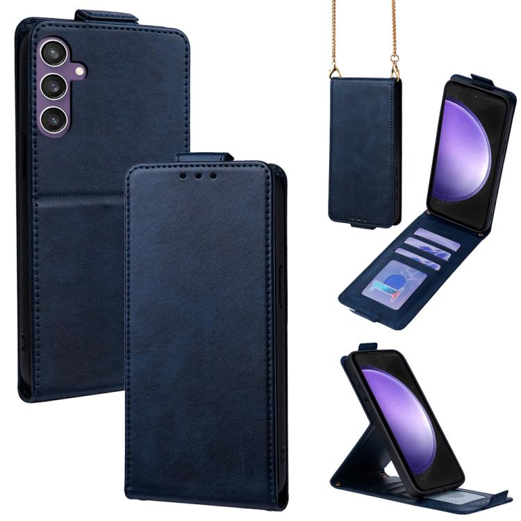 Cover a libro verticale in similpelle vegana tinta unita con tracolla, For Samsung Galaxy S23 FE 5G, For Samsung Galaxy S23 Ultra 5G, For Samsung Galaxy S23+ 5G, For Samsung Galaxy S23 5G, For Samsung Galaxy S20 FE 5G