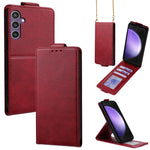 Cover a libro verticale in similpelle vegana tinta unita con tracolla, For Samsung Galaxy S23 FE 5G, For Samsung Galaxy S23 Ultra 5G, For Samsung Galaxy S23+ 5G, For Samsung Galaxy S23 5G, For Samsung Galaxy S20 FE 5G