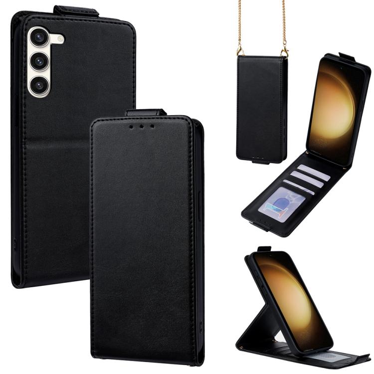 Cover a libro verticale in similpelle vegana tinta unita con tracolla, For Samsung Galaxy S23 FE 5G, For Samsung Galaxy S23 Ultra 5G, For Samsung Galaxy S23+ 5G, For Samsung Galaxy S23 5G, For Samsung Galaxy S20 FE 5G