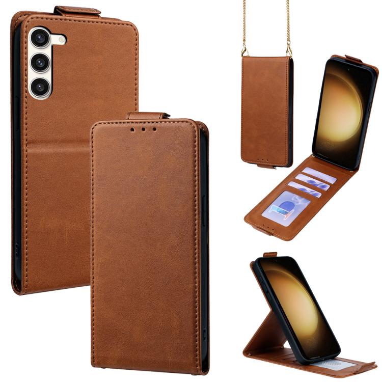 Cover a libro verticale in similpelle vegana tinta unita con tracolla, For Samsung Galaxy S23 FE 5G, For Samsung Galaxy S23 Ultra 5G, For Samsung Galaxy S23+ 5G, For Samsung Galaxy S23 5G, For Samsung Galaxy S20 FE 5G