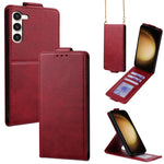 Cover a libro verticale in similpelle vegana tinta unita con tracolla, For Samsung Galaxy S23 FE 5G, For Samsung Galaxy S23 Ultra 5G, For Samsung Galaxy S23+ 5G, For Samsung Galaxy S23 5G, For Samsung Galaxy S20 FE 5G