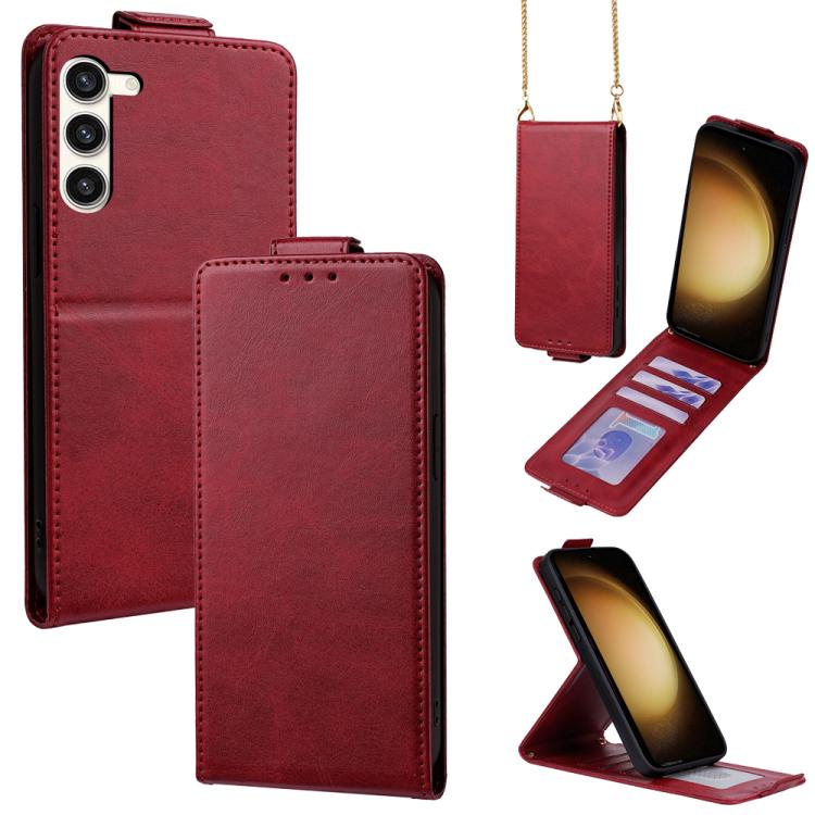 Cover a libro verticale in similpelle vegana tinta unita con tracolla, For Samsung Galaxy S23 FE 5G, For Samsung Galaxy S23 Ultra 5G, For Samsung Galaxy S23+ 5G, For Samsung Galaxy S23 5G, For Samsung Galaxy S20 FE 5G
