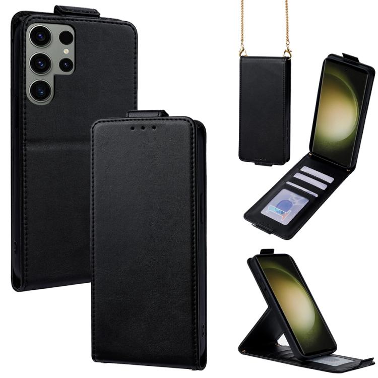 Cover a libro verticale in similpelle vegana tinta unita con tracolla, For Samsung Galaxy S23 FE 5G, For Samsung Galaxy S23 Ultra 5G, For Samsung Galaxy S23+ 5G, For Samsung Galaxy S23 5G, For Samsung Galaxy S20 FE 5G