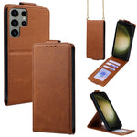 Cover a libro verticale in similpelle vegana tinta unita con tracolla, For Samsung Galaxy S23 FE 5G, For Samsung Galaxy S23 Ultra 5G, For Samsung Galaxy S23+ 5G, For Samsung Galaxy S23 5G, For Samsung Galaxy S20 FE 5G