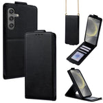 Cover a libro verticale in similpelle vegana tinta unita con tracolla, For Samsung Galaxy S25+ 5G, For Samsung Galaxy S25 Ultra 5G, For Samsung Galaxy S24 FE 5G, For Samsung Galaxy S24 Ultra 5G, For Samsung Galaxy S24+ 5G, For Samsung Galaxy S24 5G