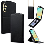 Cover a libro verticale in similpelle vegana tinta unita con tracolla, For Samsung Galaxy S25+ 5G, For Samsung Galaxy S25 Ultra 5G, For Samsung Galaxy S24 FE 5G, For Samsung Galaxy S24 Ultra 5G, For Samsung Galaxy S24+ 5G, For Samsung Galaxy S24 5G