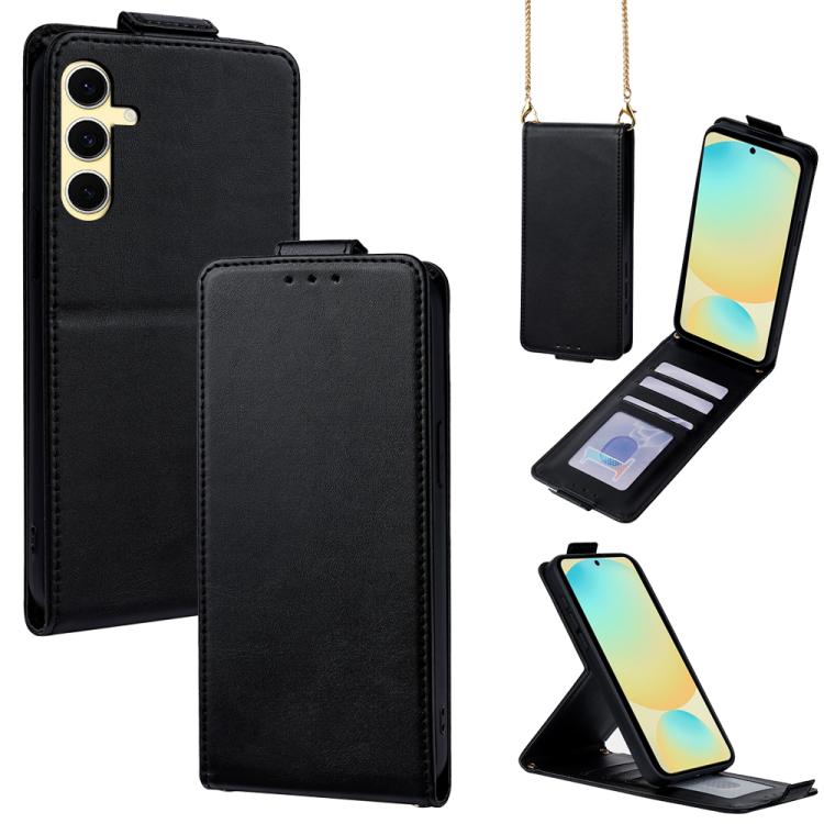 Cover a libro verticale in similpelle vegana tinta unita con tracolla, For Samsung Galaxy S25+ 5G, For Samsung Galaxy S25 Ultra 5G, For Samsung Galaxy S24 FE 5G, For Samsung Galaxy S24 Ultra 5G, For Samsung Galaxy S24+ 5G, For Samsung Galaxy S24 5G