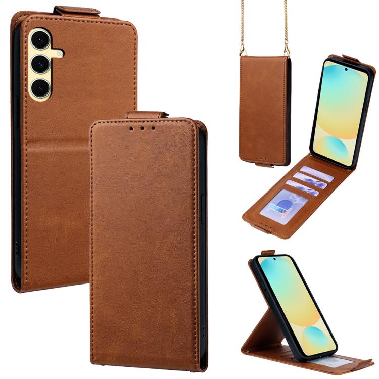 Cover a libro verticale in similpelle vegana tinta unita con tracolla, For Samsung Galaxy S25+ 5G, For Samsung Galaxy S25 Ultra 5G, For Samsung Galaxy S24 FE 5G, For Samsung Galaxy S24 Ultra 5G, For Samsung Galaxy S24+ 5G, For Samsung Galaxy S24 5G