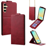 Cover a libro verticale in similpelle vegana tinta unita con tracolla, For Samsung Galaxy S25+ 5G, For Samsung Galaxy S25 Ultra 5G, For Samsung Galaxy S24 FE 5G, For Samsung Galaxy S24 Ultra 5G, For Samsung Galaxy S24+ 5G, For Samsung Galaxy S24 5G