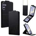 Cover a libro verticale in similpelle vegana tinta unita con tracolla, For Samsung Galaxy S25+ 5G, For Samsung Galaxy S25 Ultra 5G, For Samsung Galaxy S24 FE 5G, For Samsung Galaxy S24 Ultra 5G, For Samsung Galaxy S24+ 5G, For Samsung Galaxy S24 5G