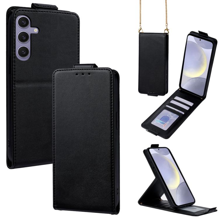 Cover a libro verticale in similpelle vegana tinta unita con tracolla, For Samsung Galaxy S25+ 5G, For Samsung Galaxy S25 Ultra 5G, For Samsung Galaxy S24 FE 5G, For Samsung Galaxy S24 Ultra 5G, For Samsung Galaxy S24+ 5G, For Samsung Galaxy S24 5G