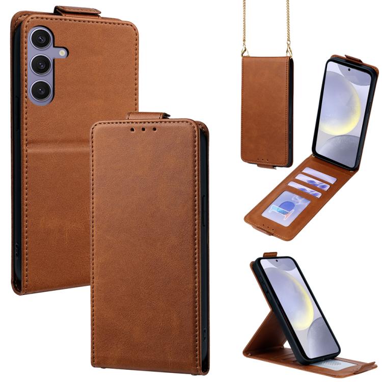 Cover a libro verticale in similpelle vegana tinta unita con tracolla, For Samsung Galaxy S25+ 5G, For Samsung Galaxy S25 Ultra 5G, For Samsung Galaxy S24 FE 5G, For Samsung Galaxy S24 Ultra 5G, For Samsung Galaxy S24+ 5G, For Samsung Galaxy S24 5G