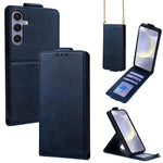 Cover a libro verticale in similpelle vegana tinta unita con tracolla, For Samsung Galaxy S25+ 5G, For Samsung Galaxy S25 Ultra 5G, For Samsung Galaxy S24 FE 5G, For Samsung Galaxy S24 Ultra 5G, For Samsung Galaxy S24+ 5G, For Samsung Galaxy S24 5G