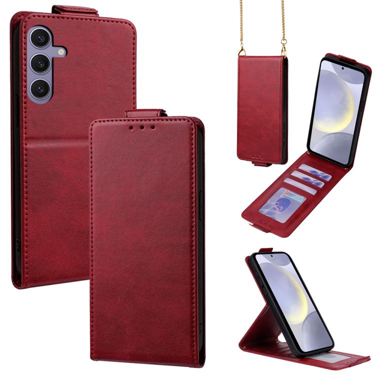 Cover a libro verticale in similpelle vegana tinta unita con tracolla, For Samsung Galaxy S25+ 5G, For Samsung Galaxy S25 Ultra 5G, For Samsung Galaxy S24 FE 5G, For Samsung Galaxy S24 Ultra 5G, For Samsung Galaxy S24+ 5G, For Samsung Galaxy S24 5G