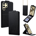 Cover a libro verticale in similpelle vegana tinta unita con tracolla, For Samsung Galaxy S25+ 5G, For Samsung Galaxy S25 Ultra 5G, For Samsung Galaxy S24 FE 5G, For Samsung Galaxy S24 Ultra 5G, For Samsung Galaxy S24+ 5G, For Samsung Galaxy S24 5G