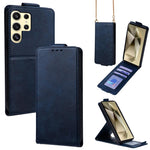Cover a libro verticale in similpelle vegana tinta unita con tracolla, For Samsung Galaxy S25+ 5G, For Samsung Galaxy S25 Ultra 5G, For Samsung Galaxy S24 FE 5G, For Samsung Galaxy S24 Ultra 5G, For Samsung Galaxy S24+ 5G, For Samsung Galaxy S24 5G