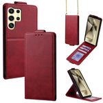 Cover a libro verticale in similpelle vegana tinta unita con tracolla, For Samsung Galaxy S25+ 5G, For Samsung Galaxy S25 Ultra 5G, For Samsung Galaxy S24 FE 5G, For Samsung Galaxy S24 Ultra 5G, For Samsung Galaxy S24+ 5G, For Samsung Galaxy S24 5G