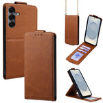 Cover a libro verticale in similpelle vegana tinta unita con tracolla, For Galaxy S26+ 5G, For Galaxy S26 Ultra 5G, For Galaxy S26 5G, For Samsung Galaxy S25 FE 5G, For Samsung Galaxy S25 Edge 5G, For Samsung Galaxy S25 5G