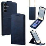 Cover a libro verticale in similpelle vegana tinta unita con tracolla, For Galaxy S26+ 5G, For Galaxy S26 Ultra 5G, For Galaxy S26 5G, For Samsung Galaxy S25 FE 5G, For Samsung Galaxy S25 Edge 5G, For Samsung Galaxy S25 5G