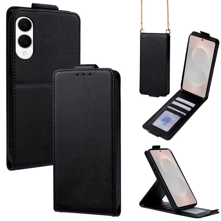 Cover a libro verticale in similpelle vegana tinta unita con tracolla, For Galaxy S26+ 5G, For Galaxy S26 Ultra 5G, For Galaxy S26 5G, For Samsung Galaxy S25 FE 5G, For Samsung Galaxy S25 Edge 5G, For Samsung Galaxy S25 5G